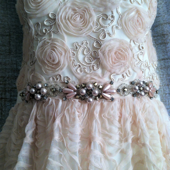 Adrianna Papell Strapless Tulle Rosette Ball Gown - Picture 4 of 8